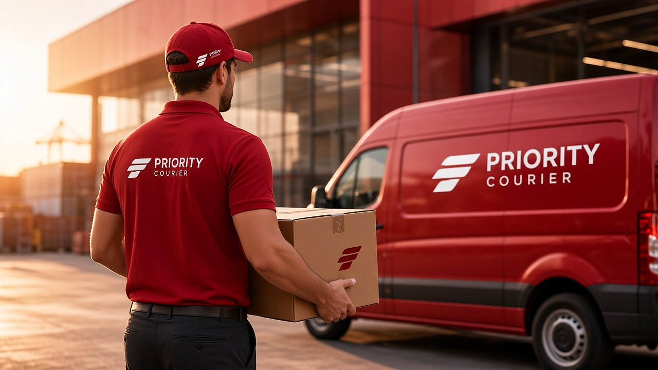 Courier at the door with proof